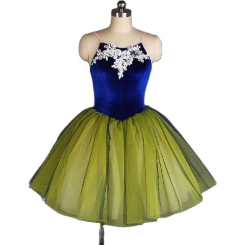 Item 20189 Navy Blue velvet Bodice Romantic Ballet Tutu Girl & Women Stage Performance Ballet Costume Yellow Tulle Tutu