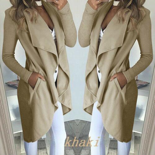 Brand New Women Trench Fashion Women Slim Long Sleeve Casual Irregular Suit Coat Outwear Cardigan Solid Pocket Fashion Hot 2020