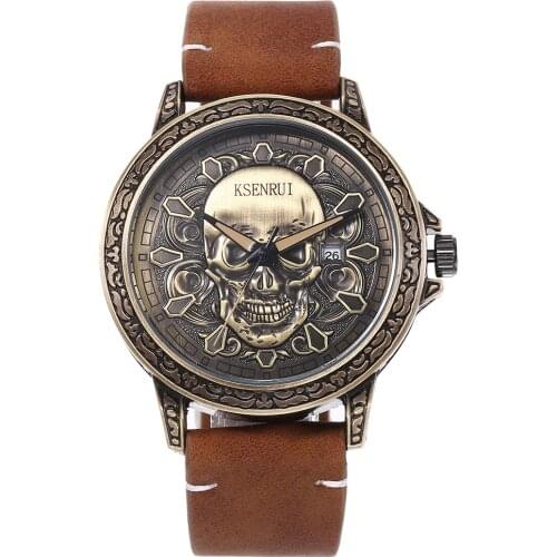 Unique Quartz Men Watch Leather Band Waterproof Fashion Wristwatch Mens Clock Date New Cool Skeleton Sports Relogio Masculino