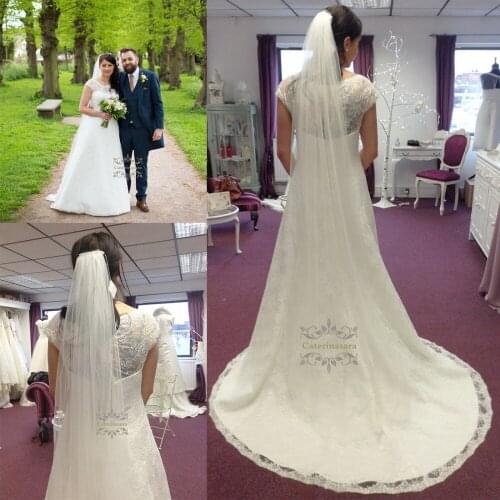 Adorable Cap Sleeves 2019 Lace A Line Wedding Dress Illusion Top Bride Gown Girl Bridal Party with Lace Fit and Flare Skirt