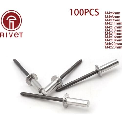 DIN 15973 100PCS M4 Rivets Remaches Aluminum Steel Closed End Blind Rivets Round Dome Head Rivet Fasteners