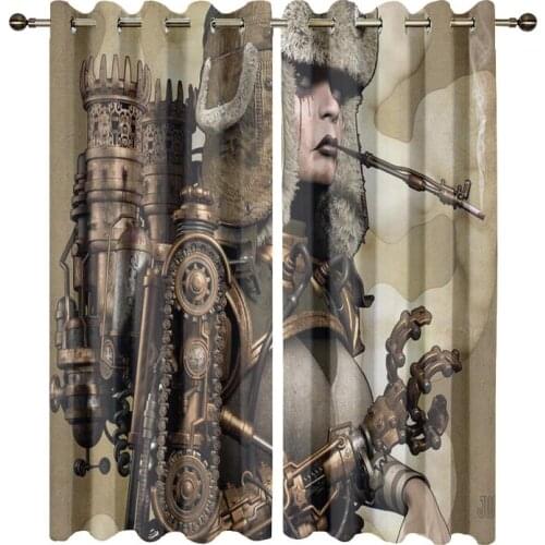 3D Digital Printing Steampunk Curtain for Kids Bedroom Modern Style Window Drapes Cartoon Curtains for Living Room