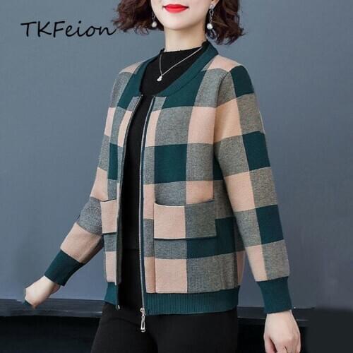Women Slim Coat Plaid Mujer Chaqueta 2021 Spring Autumn Fashion Female Short Coat Clothes Ladies Fall Tweed Jacket Plus Size 5XL