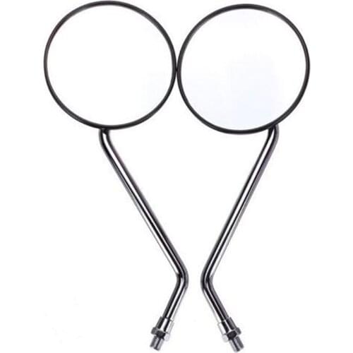 1 Pair Motorcycle Rear View Side Round Mirrors Scooter 10mm Rearview Universal