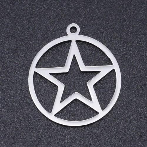 5pcs/lot 20mm Stainless Steel Hollow Out Star Pendant Bracelet Charms DIY Crafting Jewelry Making Handicraft Accessories
