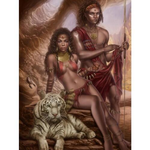 5d diy diamond painting indians love and tiger full square round drill diamond embroidery flowers sale mosaic needlework art home decor AA1826