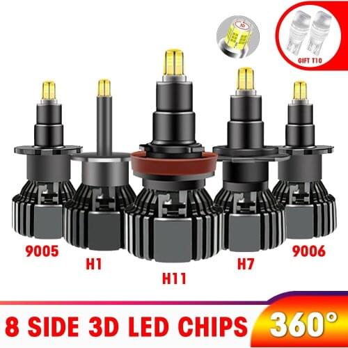 8 Side Car Headlight Bulbs Led h7 h11 h1 h3 h8 9005 hb3 9006 hb4 9012 auto 6000k h7 LED Headlamp Car Accessories 18000lm 12V 24V