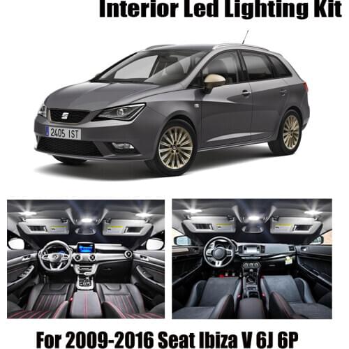 9pcs White Canbus LED License Plate Lamp Interior Map Dome Lights Kit For 2009-2016 Seat Ibiza V MK5 6J 6P Reading Ceiling Bulbs