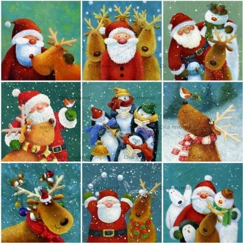 5D DIY Diamond Embroidery Santa Claus Full Square Round Diamond Painting Santa Claus Christmas Cartoon Handmade Gift Home Decor