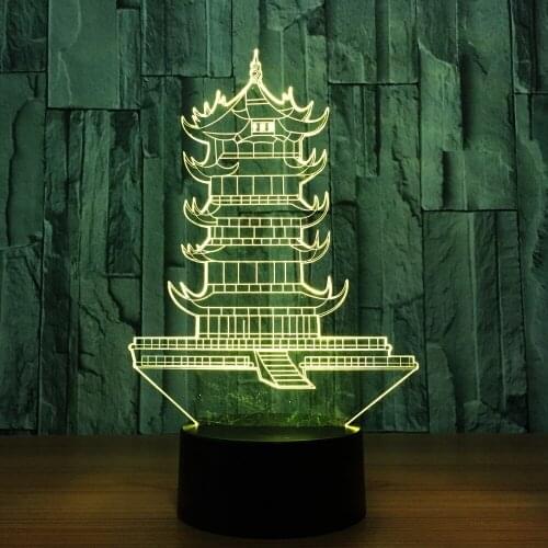 Tower Building 3d Nightlights 7 Color Changing for Home Living Room Decor USB Touch Remote Table Lamp Bluetooth Speaker Lighting
