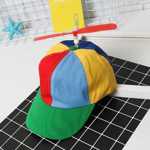 Baseball Cap Bamboo Dragonfly Patchwork Fashion Colorful Adult Helicopter Propeller Funny Adventure Hat Rainbow Propeller Hat