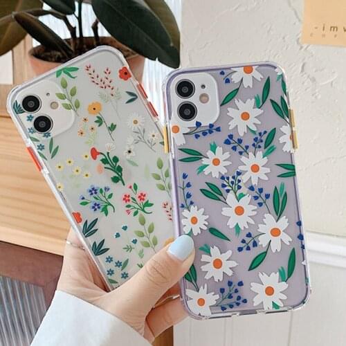 Flower Phone Case For iPhone 12 11 Pro Max 7 8 Plus X XR XS Max Mini Luxury Foral Transparent Soft Bumper Back Cover Coque Funda