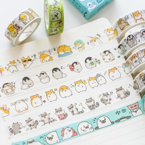 Cartoon Cute Pets Washi Tape 1 Roll/pc Decorative Masking Tape 15mmx7m Sticker Adhesive Tape for DIY Planner Diary Album