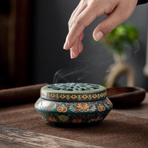 Indoor Ceramic Incense Burner Home Decoration for Incense Black Glaze Disc Censer Stick Holider Seat Indoor Household