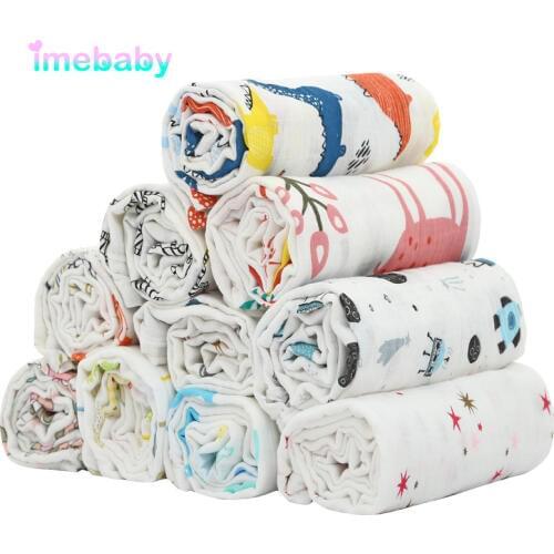 Imebaby cotton blanket 120 * 110cm cotton muslin newborn sw blanket, bath towel, stroller blanket children bedding blanket