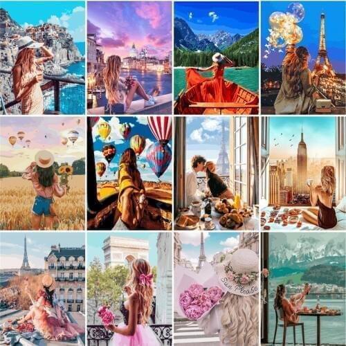 HUACAN Girl Picture By Number Handpainted Gift Drawing Acrylic Home Decoration Oil Painting By Numbers Figure Wall Art