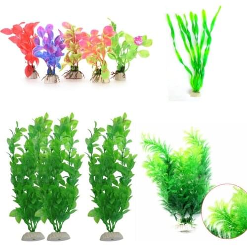 Artificial Fake Water Aquatic Plastic Green Grass Plant Aquarium Landscape