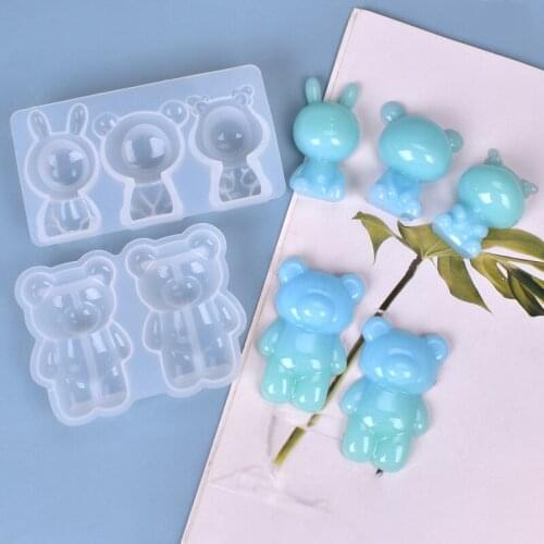 2Pcs Homemade Bear and Doll Cute Three-Dimensional Set-Up Jewelry Silicone Mold Diy Crystal Epoxy Mold