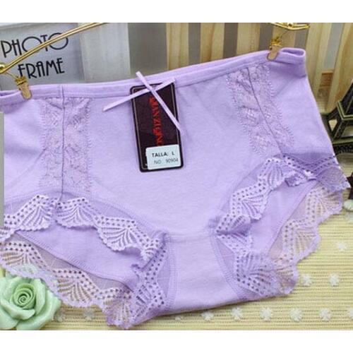 L-3XL!Free shipping!Hot sale! womens sexy lace panties cotton breathable panty Hollow briefs Plus Size girl underwear