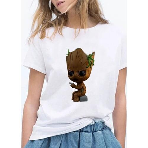 Summer GROOT T-shirt Cartoons Printed Unisex Guardians of The Galaxy Oversized T Shirt Women Couples Kawaii Parent-child Outfit