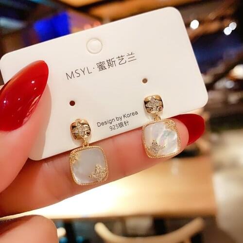 Korean Fashion Geometric Crystal Pendant Earrings for Women New Simple Statement Earrings Jewelry Accessories Anniversary Gifts