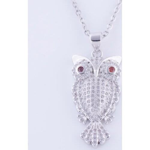Fashion Jewelry Vintage Zircon Owl Necklaces & Pendants Handicraft Copper Micro Pave Long Chain Animal Friendship Necklace Gifts