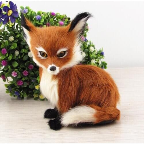 Real fur about 11x15cm brown fox model car ornament decoration gift h1313