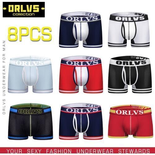 ORLVS 8PC/LOT Sexy Boxer Male Panties Sexy Underwear Mens Boxers Comfortable Panties Men Male Underwear Men Boxer Breathable