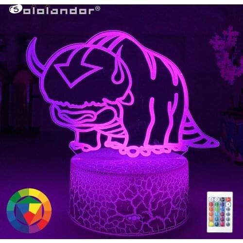 Newest 3d Lamp Avatar The Last Airbender Nightlight for Kids Child Room Decor The Legend of Aang Appa Figure Table Night Light