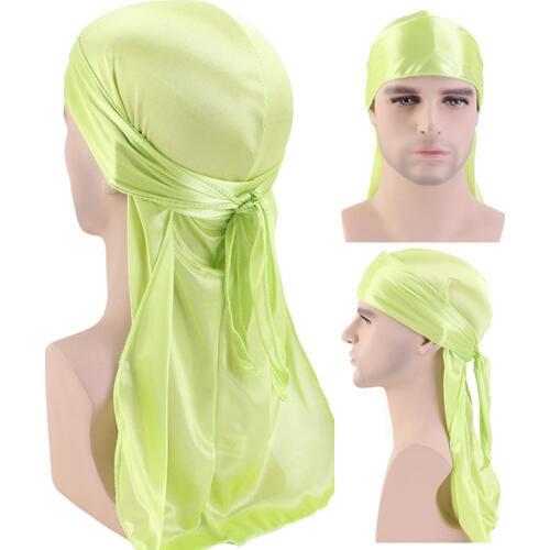 New Silk Long Tail Scarf Cap Mens Satin Durags Bandanna Turban Wigs Men Silky Durag Headwear Pirate Hat Hair Accessories
