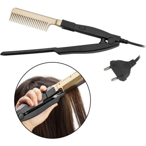 Portable Electric Hair Straightener Wet & Dry Fast Warm-up Hair Press Comb