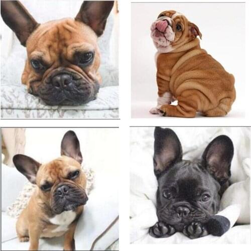 Lovely Dog Diamond Embroidery Diamond Dots Black Painting French Bulldog Dog Cross Stitch Diamond Mosaic Needlework Wall Crafts