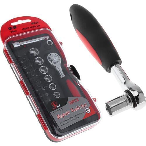 Sale Portable 38Pcs Multifunction CR-V 1/4 "Ratchet Socket Wrench Screwdriver Set Kit For Home / Car Repair