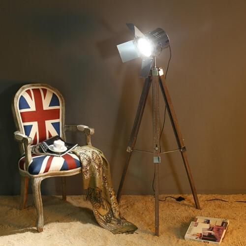 100% Quality Retro Vintage Loft Wooden Aluminum Led E14 Floor Lamp For Photography Studio Study Living Room Bedroom Light 1004