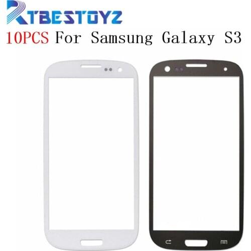 RTBESTOYZ 10PCS 4.8" LCD Front Digitizer Touch Screen Lens Outer Glass With Logo For Samsung Galaxy S3 I9300 i9305 I747