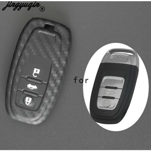 Jingyuqin Carbon Fiber Silicone Car Key Case Fob Cover For Audi A6L A4L Q5 A3 A4 B6 B7 B8 Holder Remote Protective Case