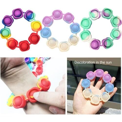 Push Bubble Bracelet Fidget Toys Rianbow Reliver Stress Toys For Adult Children Silicone Autism Needs Squishy Antistress Toy