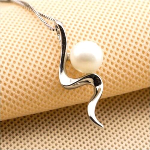 WQQCR 100% 925 Sterling Silver colorShell Pearl Wave Chain Long Pendant Necklaces Wedding Jewelry Necklace Accessories