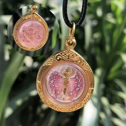 Southeast Asia Thailand Temple Greco Buddhist pocket talisman golden GOOD LUCK safety butterfly Buddha card Pendant Amulet