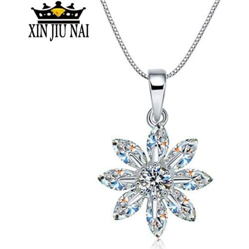 925 sterling silver shaped diamond inlay snowflake ladies necklace pendant fashion Lainio Snow Village style holiday gift