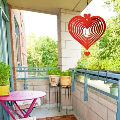 1PCS 3D Stainless Steel Color Wind Chime Garden Decoration Outdoor Indoor Outdoor Clearance Red Love Heart Wind Catchers
