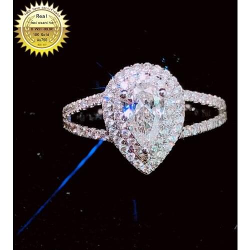 18K goldr ring 1ct D VVS moissanite ring Engagement&Wedding Jewellery with certificate 0055