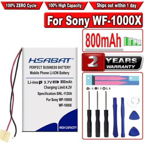 HSABAT 800mAh Battery for Sony WF-1000X Headset 2 Lines