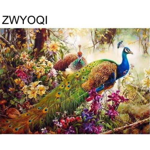 5D DIY Diamond painting Full Square Diamond mosaic Phoenix Bird feather Full Round Diamond embroidery Cross stitch Gardenia rose