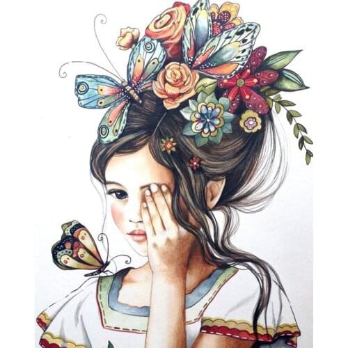 Flowers in her hair Diamond Embroidery Full Round 5D Diy Kit Diamond Painting Cross Stitch