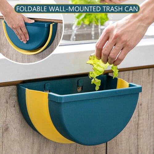 Large Folding Waste Bin Kitchen Cabinet Door Hanging Trash Bin Trash Can Wall Mounted Trashcan for Bathroom Toilet Waste Storage