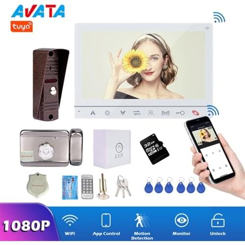TUYA Smart Life 1080P Doorbell Camera WiFi Video Intercom System Suitable For Alexa Villa Video Door Phone With Lock Set