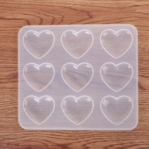 1PC 9 Cavity Bright Heart Epoxy Cabochon Pendant Mirror Craft Love Gift Jewelry Making Resin Casting Silicone Molds Baking Tool