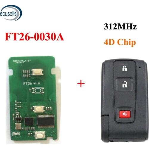 FT26-0030A PCB Board 2+1 Buttons 312MHz 4D Chip Entry Remote Smart Key for Toyota 2004-2009 Prius Full keyless(with smart)
