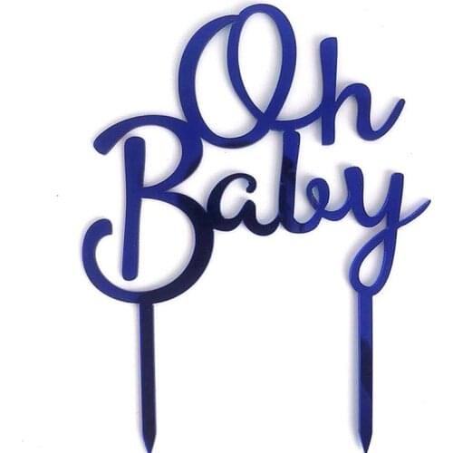 INS New OH Baby Happy Birthday Cake Topper Gold Wedding Cupcake Topper for Baby Shower Kids Birthday Party Cake Decorations